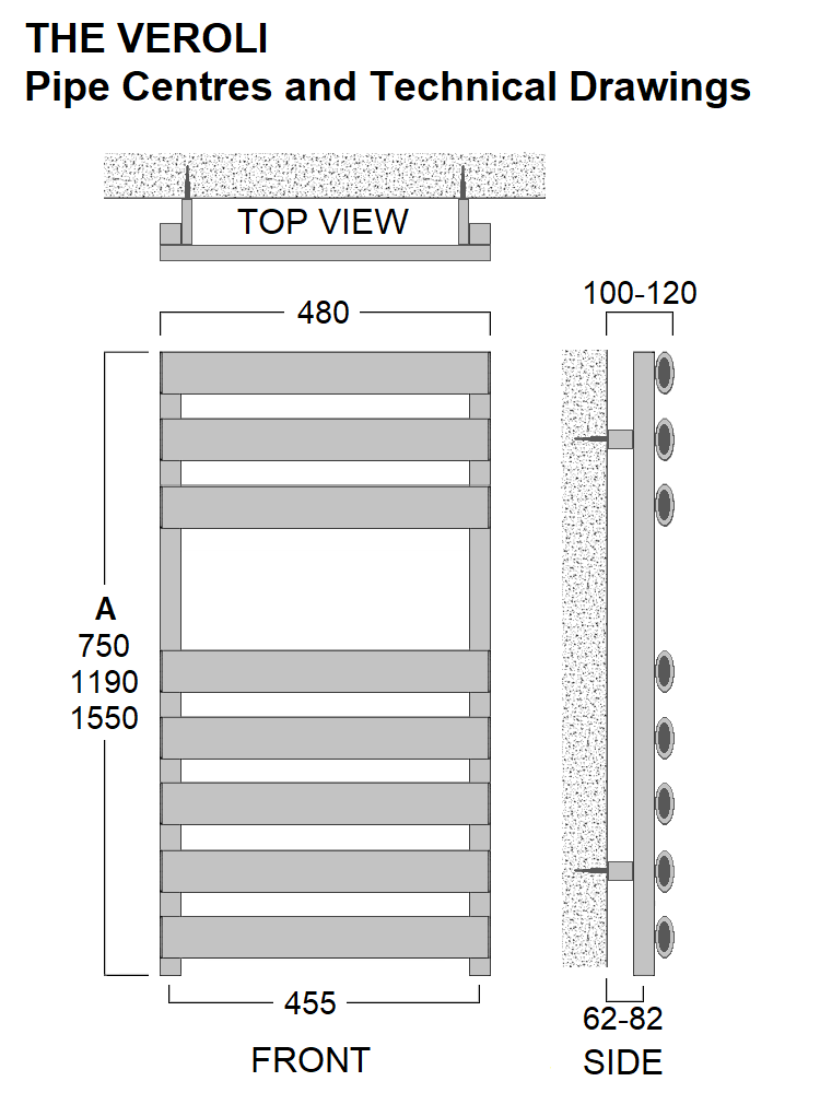 Veroli Aluminium Towel Rail 750 x 480